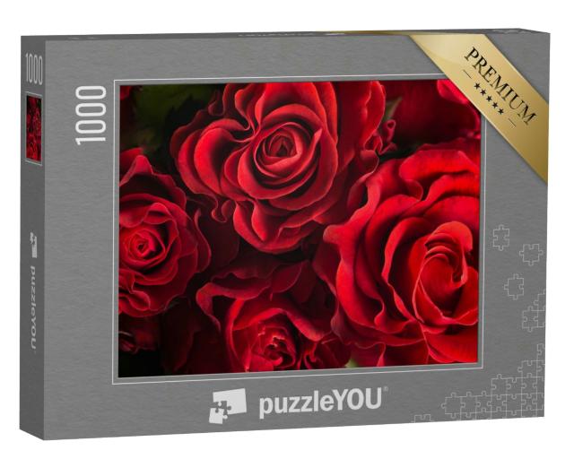 Puzzle 1000 Teile „Bouquet aus frischen roten Rosen“