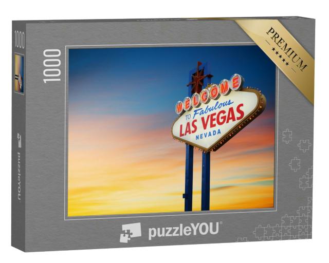 Puzzle 1000 Teile „Las Vegas-Schild im Sonnenuntergang“