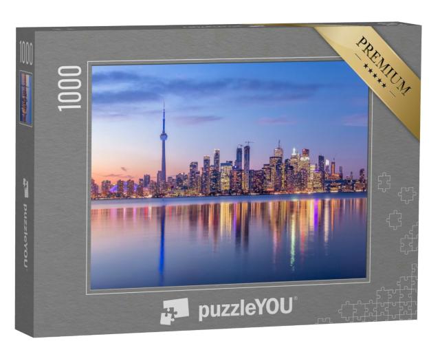 Puzzle 1000 Teile „Skyline von Toronto mit violettem Licht, Kanada“