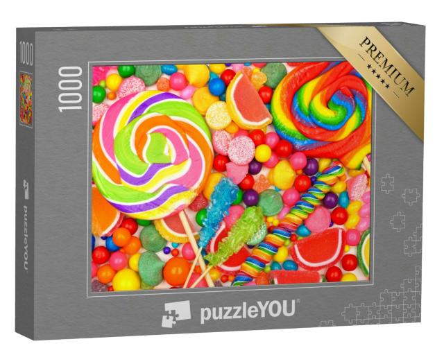 Puzzle 1000 Teile „Verschiedene Süßigkeiten, mit Lutscher, Kaugummikugeln und Geleebonbons“