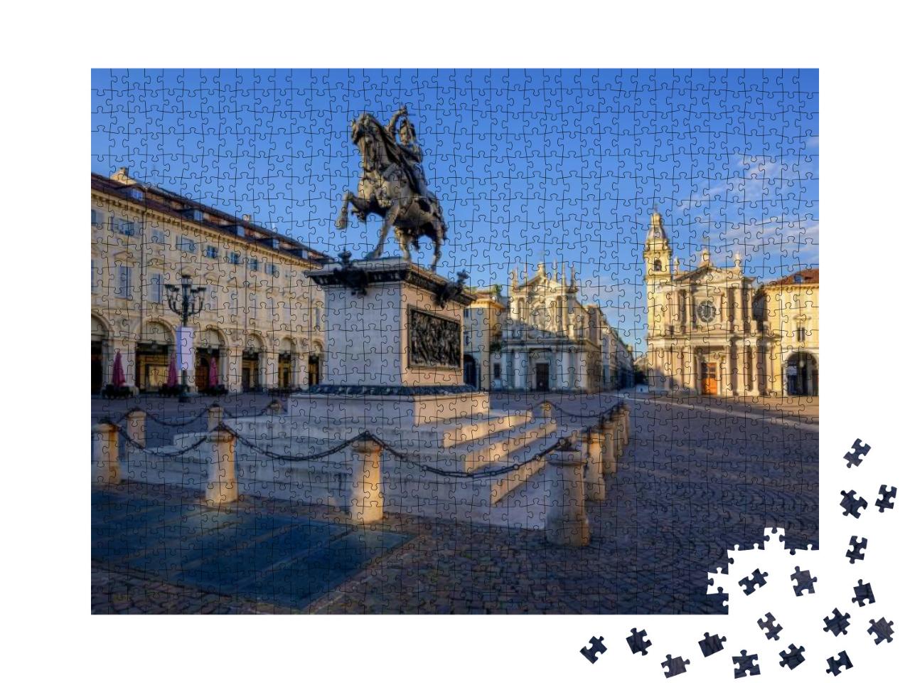 Puzzle 1000 Teile „Piazza San Carlo und das Bronzedenkmal von Emmanuel Philibert in Turin“