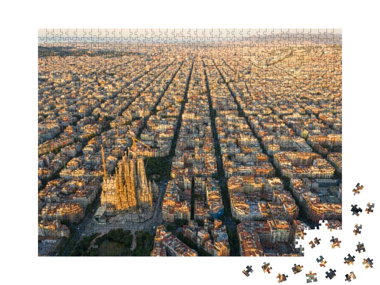 Puzzle 1000 Teile „Atemberaubende Luftaufnahme der Stadt Barcelona, Spanien“