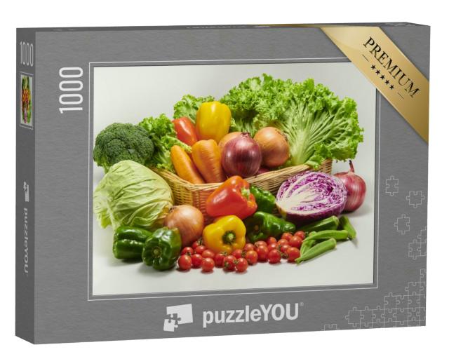 Puzzle 1000 Teile „Sammlung von köstlichem, auf dem Feld geerntetem Gemüse“