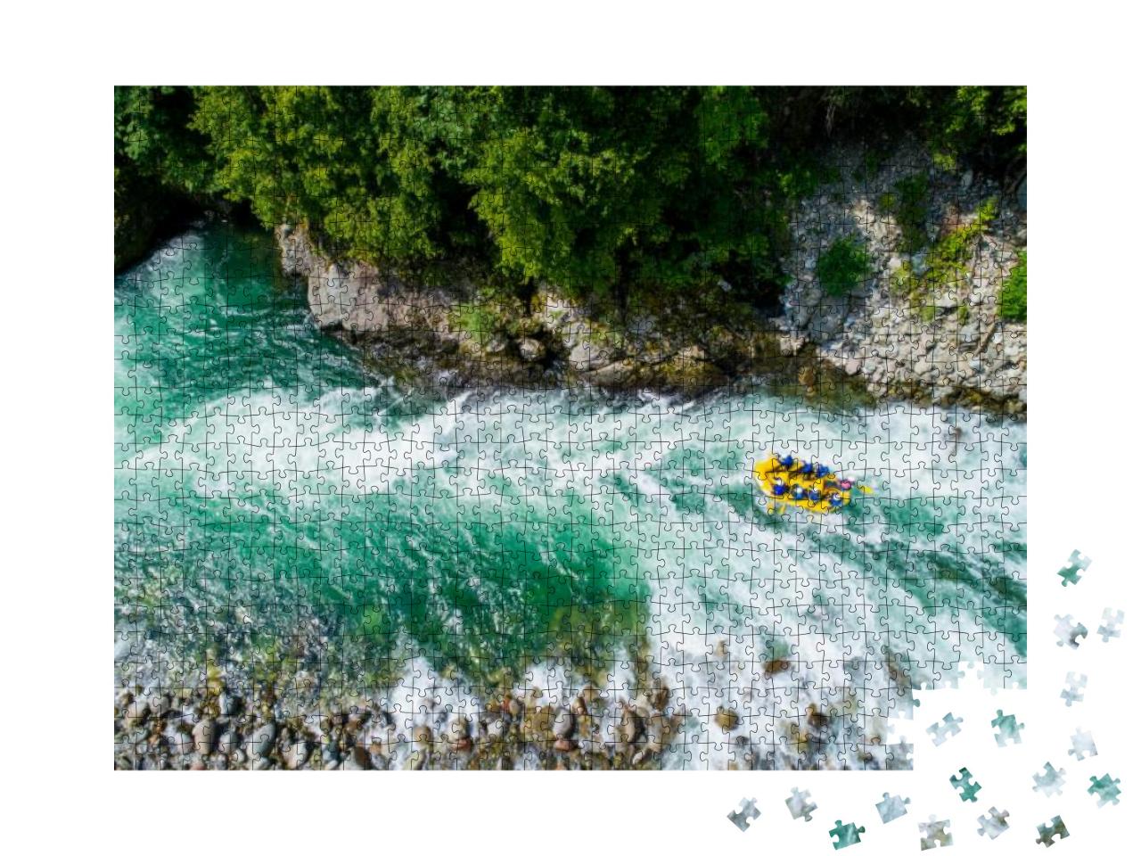 Puzzle 1000 Teile „Wildwasser-Rafting im Piemont, Italien“