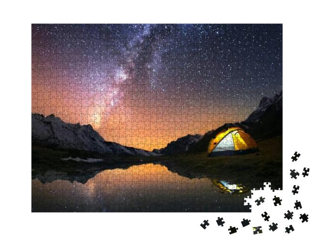Puzzle 1000 Teile „Zelten unter dem Sternenhimmel von Nepal“