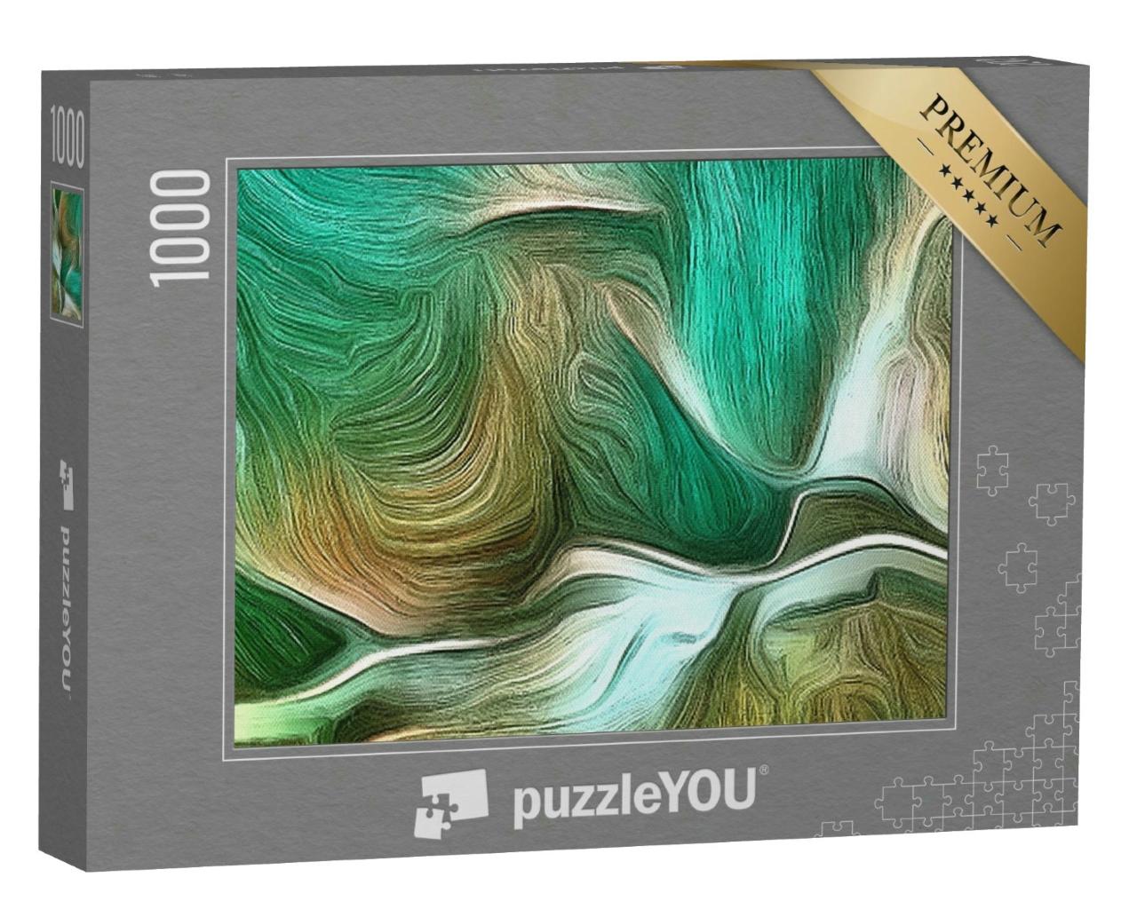 Puzzle 1000 Teile „Abstrakte Malerei in lebhaften Grüntönen“
