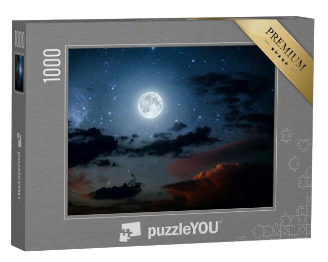 Puzzle 1000 Teile „Der Nachthimmel mit Sternen, Mond und Wolken“