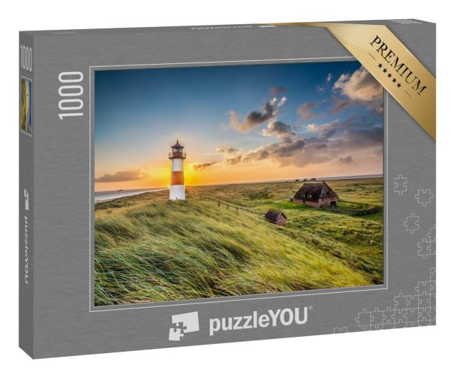Puzzle 1000 Teile „Sonnenaufgang am Leuchtturm in List auf Sylt, Schleswig-Holstein, Deutschland“
