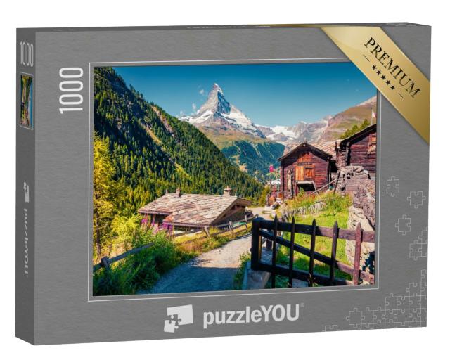 Puzzle 1000 Teile „Sommermorgen: Zermatt am Matterhorn, Schweiz“