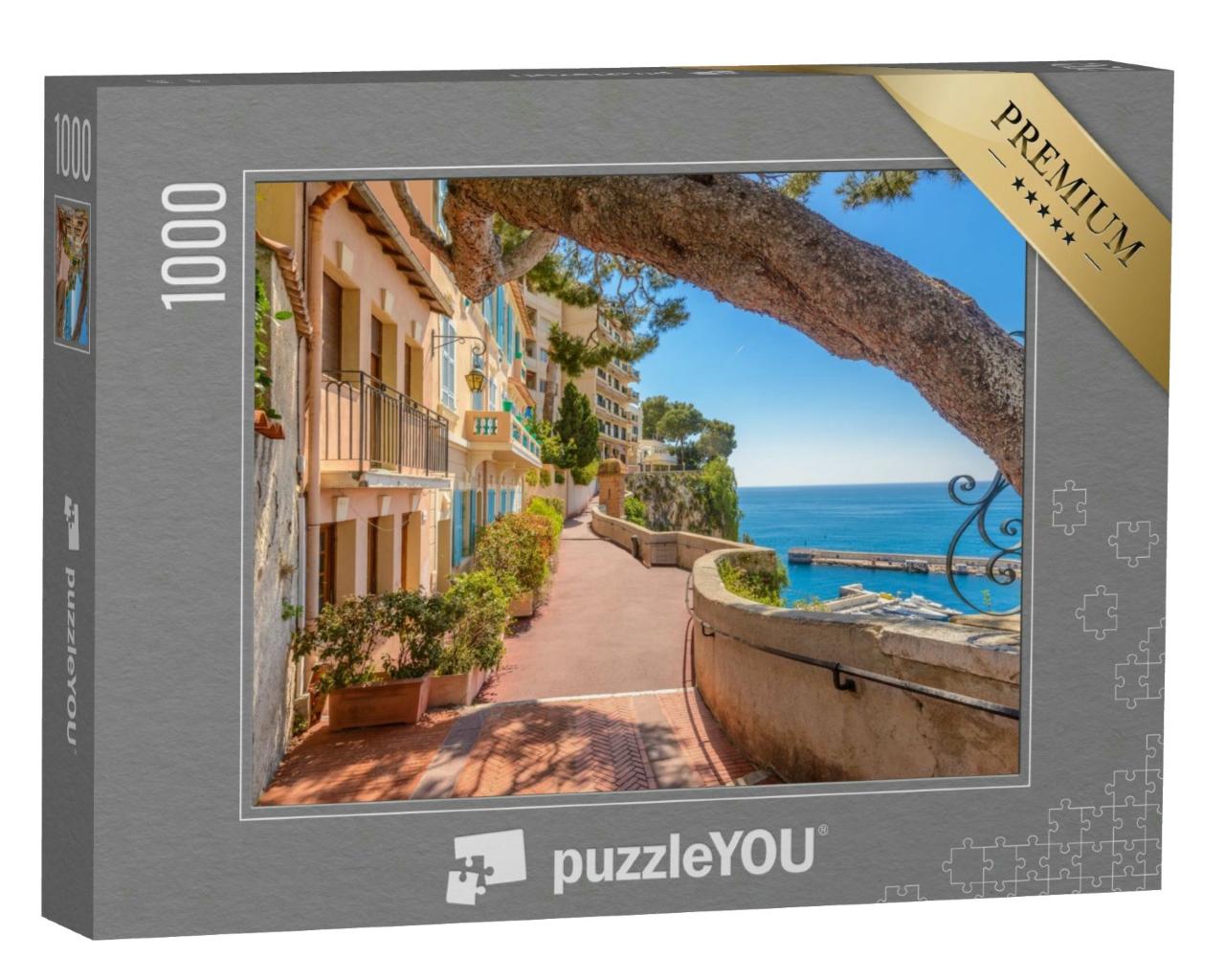 Puzzle 1000 Teile „Küstenstraße in Monaco Village, Monte-Carlo, Monaco“
