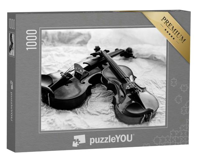 Puzzle 1000 Teile „Zwei Geigen, schwarz-weiß“