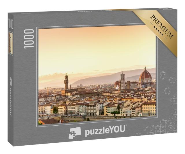 Puzzle 1000 Teile „Blick auf Florenz nach Sonnenuntergang, Toskana, Italien“