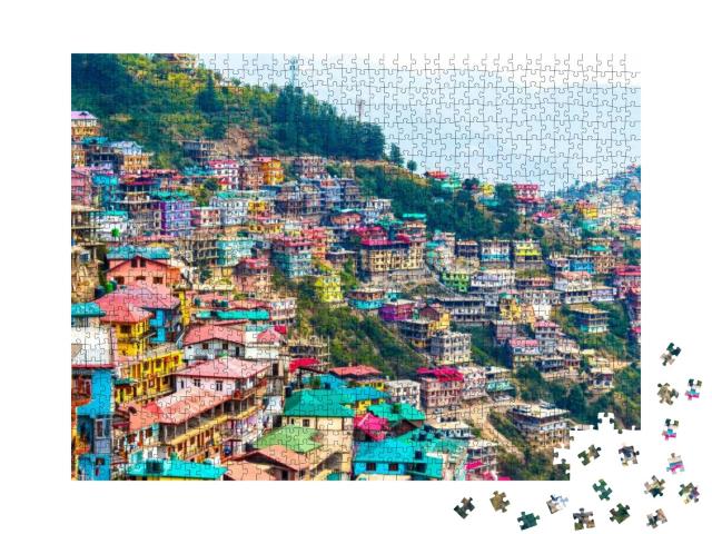 Puzzle 1000 Teile „Buntes Dorf: Shimla in Himachal Pradesh, Indien“