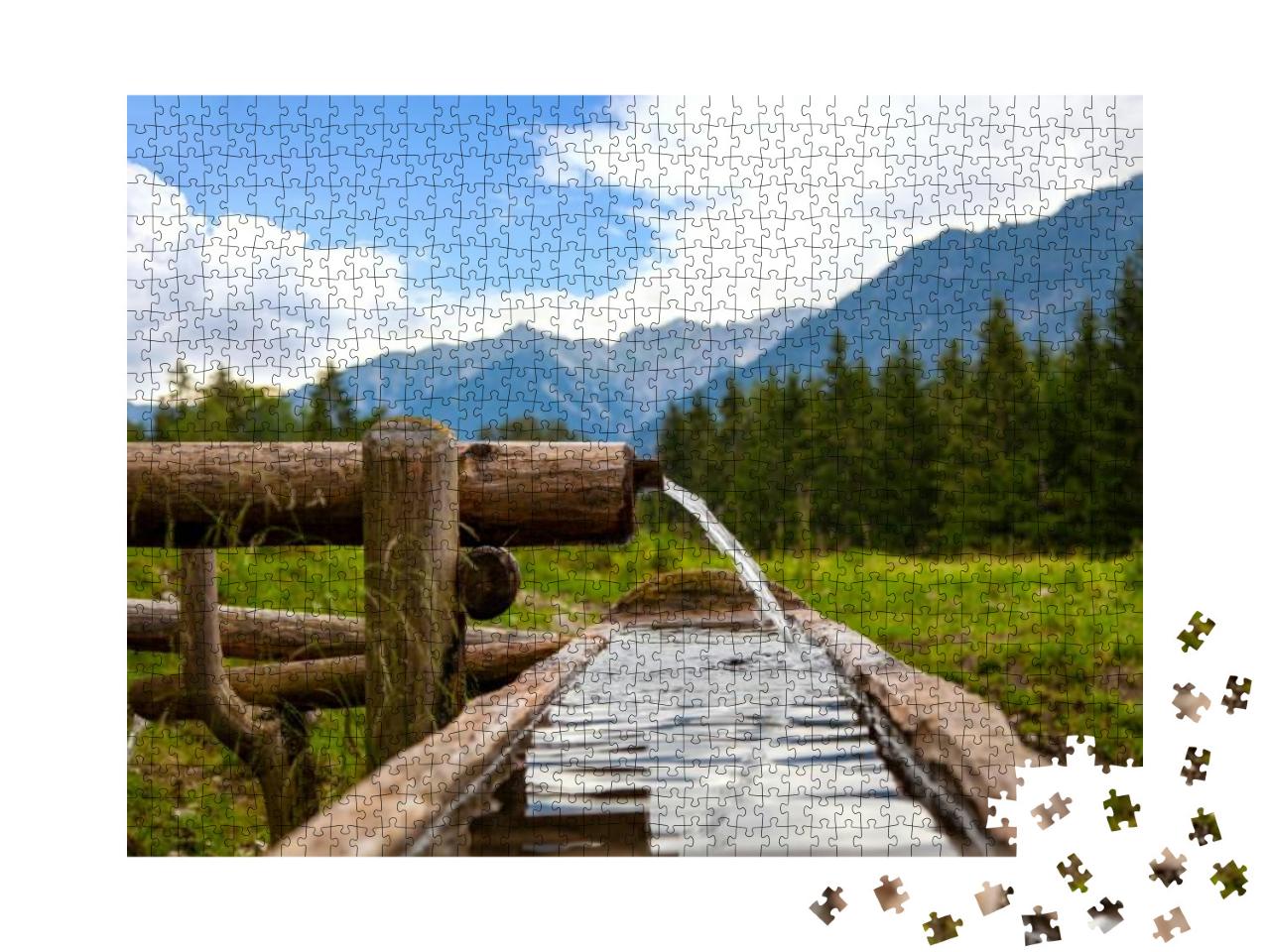 Puzzle 1000 Teile „Natürlicher Baumstamm-Brunnen“