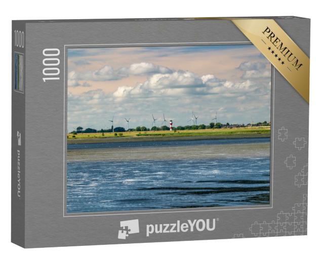 Puzzle 1000 Teile „Elbe mit Marschland, Glückstadt, Deutschland“