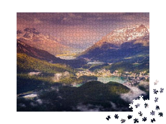 Puzzle 1000 Teile „Celerina und Engadiner Seen, St. Moritz, Silvaplana“