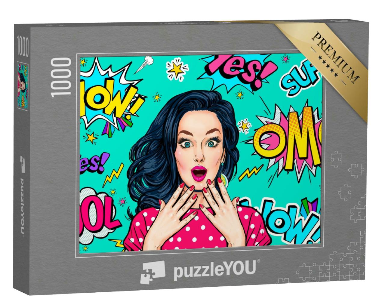 Puzzle 1000 Teile „Überraschte Frau im Pop-Art Stil“