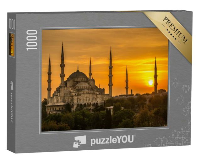 Puzzle 1000 Teile „Sonnenuntergang an der Blauen Moschee“
