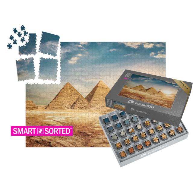 SMART SORTED® | Puzzle 1000 Teile „Ägyptische Pyramiden mit Sandwüste und Himmel“