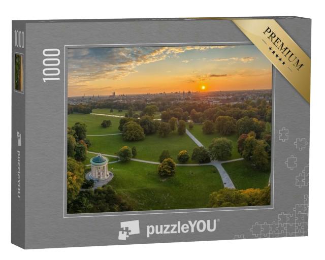 Puzzle 1000 Teile „Sonnenuntergang im Englischen Garten in München, Bayern“