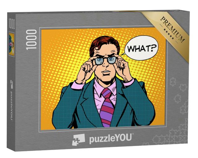 Puzzle 1000 Teile „Überraschter Geschäftsmann im Pop-Art Stil“