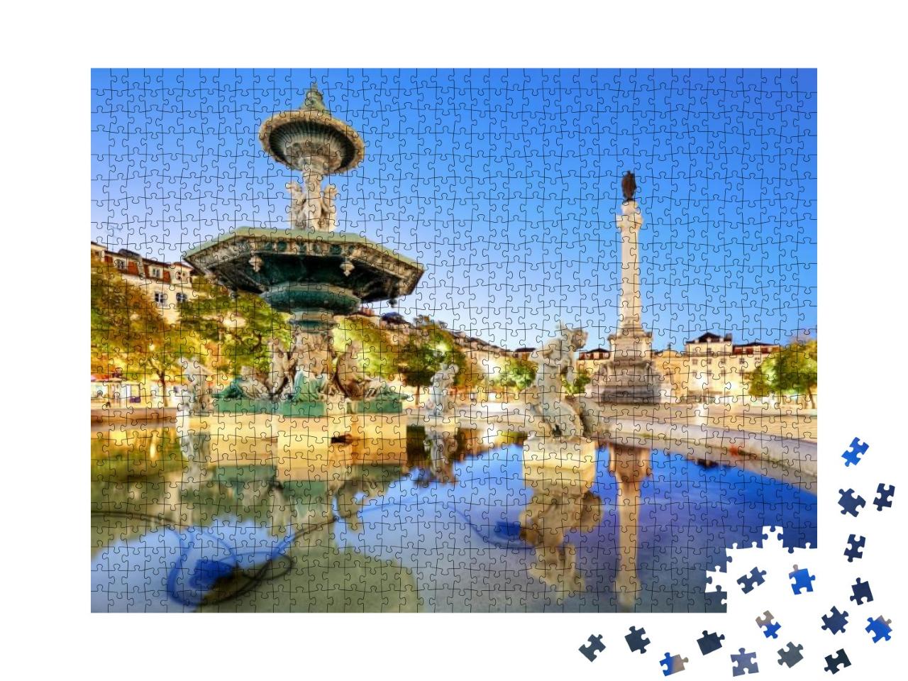 Puzzle 1000 Teile „Rossio Platz in Lissabon, Portugal“