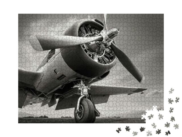 Puzzle 1000 Teile „Frontansicht: Historisches Flugzeug“