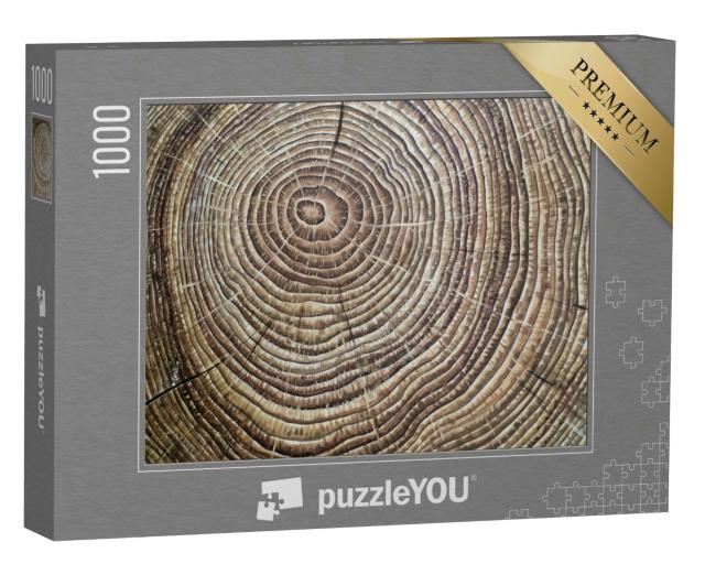 Puzzle 1000 Teile „Braun lackierte Jahresringe aus Holz“