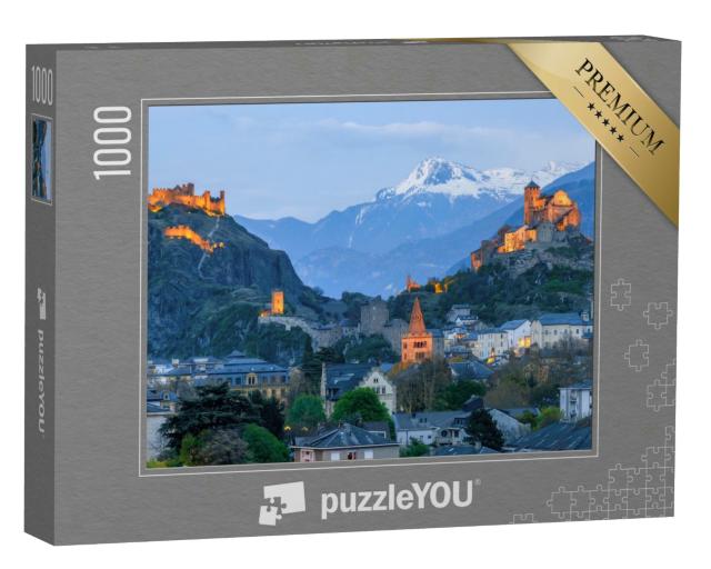 Puzzle 1000 Teile „Die historische Stadt Sion mit ihren zwei Schlössern“