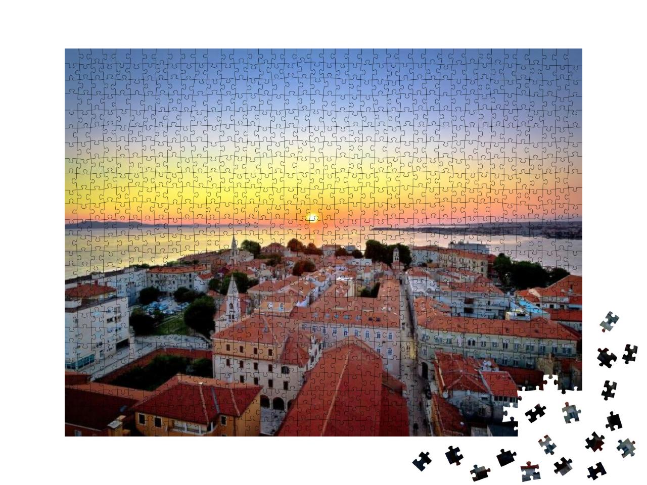 Puzzle 1000 Teile „Skyline von Zadar bei Sonnenuntergang, Dalmatien, Kroatien“