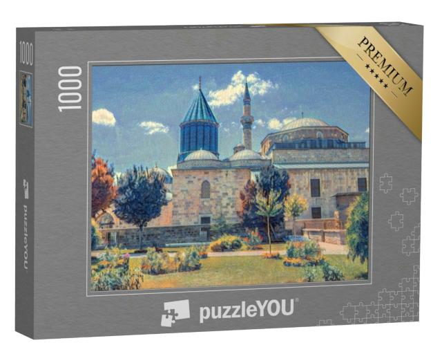 Puzzle 1000 Teile „im Stil von Paul-Cezanne - Mevlana Celaleddin Rumi Grab und Museum, Konya Türkei“