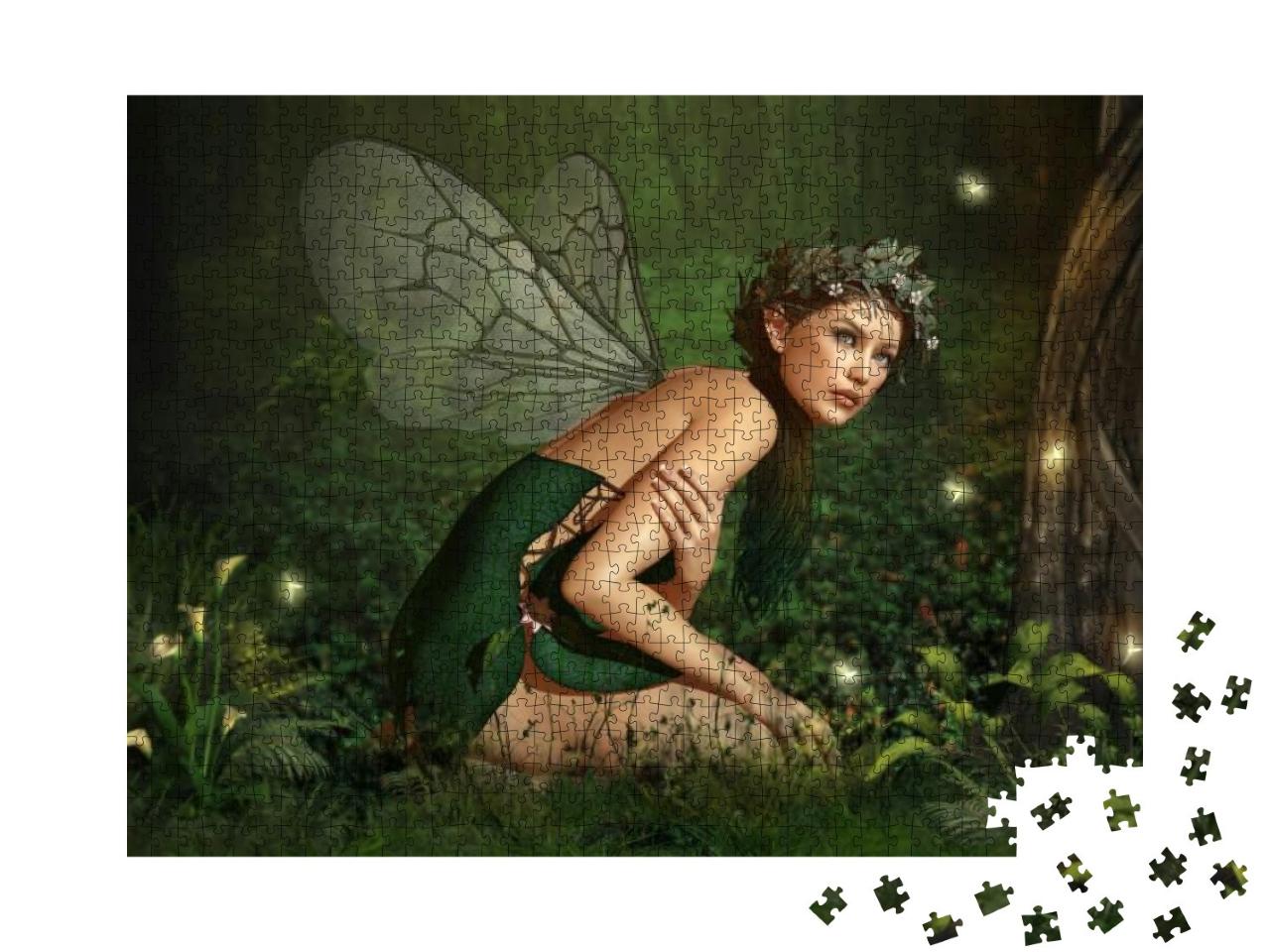 Puzzle 1000 Teile „Illustration: Wunderschöne Waldnymphe“