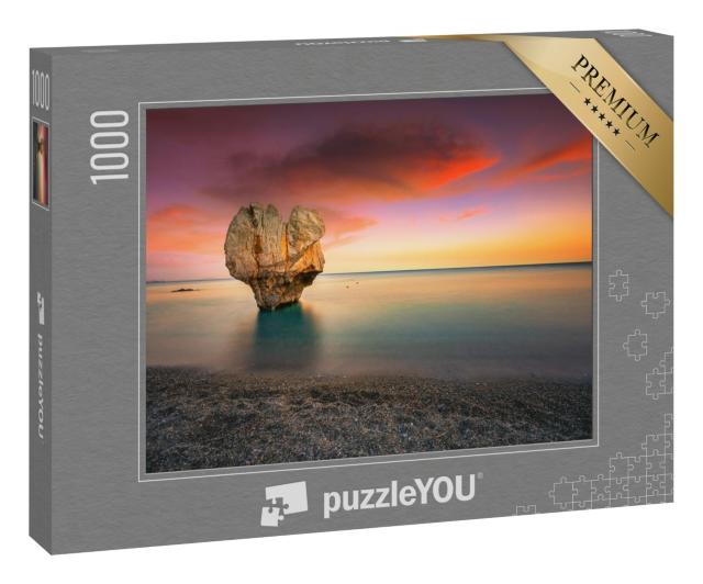 Puzzle 1000 Teile „Einsame Felsskulptur: Herzform, Preveli, Kreta, Griechenland“