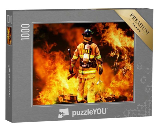 Puzzle 1000 Teile „Feuerwehrmann im Feuer“