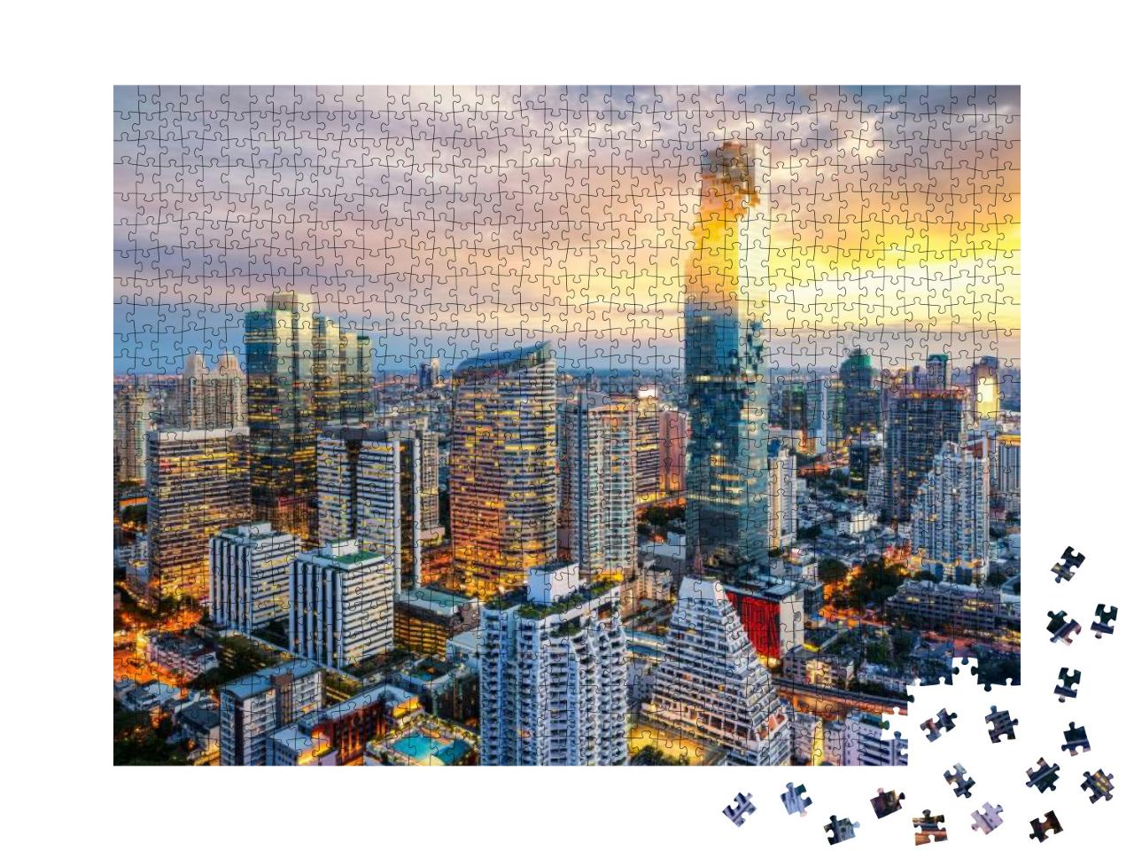 Puzzle 1000 Teile „Bangkok Stadt im Sonnenuntergang, Thailand“