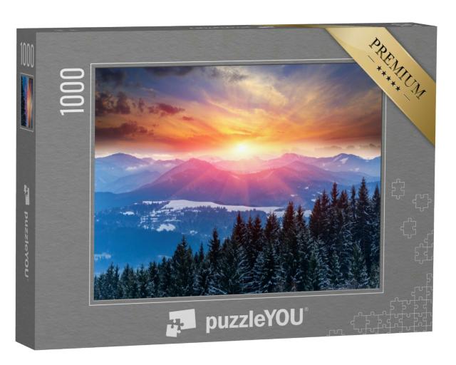 Puzzle 1000 Teile „Winterlicher Sonnenuntergang in den Bergen“