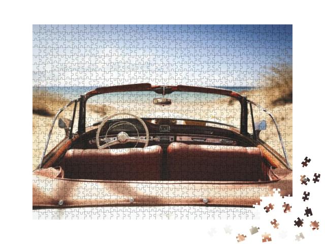 Puzzle 1000 Teile „Ein Auto am Strand zur Sommerzeit“