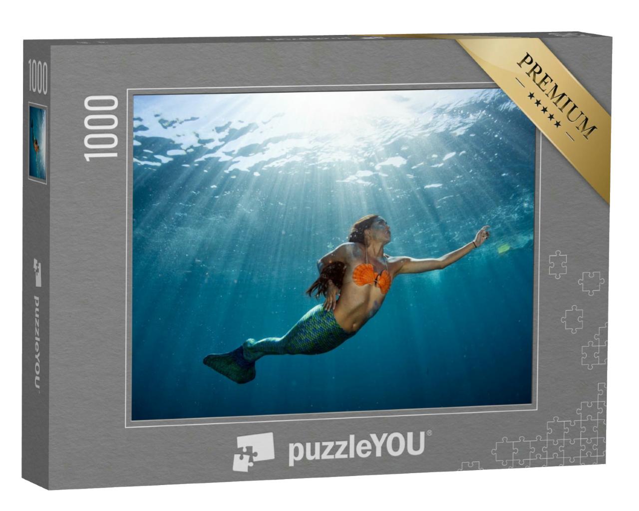 Puzzle 1000 Teile „Meerjungfrau unter Wasser“