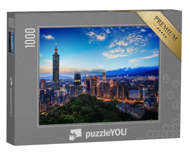 Puzzle 1000 Teile „Der schöne Sonnenuntergang von Taipeh, Taiwan“