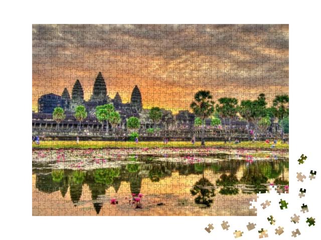 Puzzle 1000 Teile „Sonnenaufgang in Angkor Wat in Kambodscha“