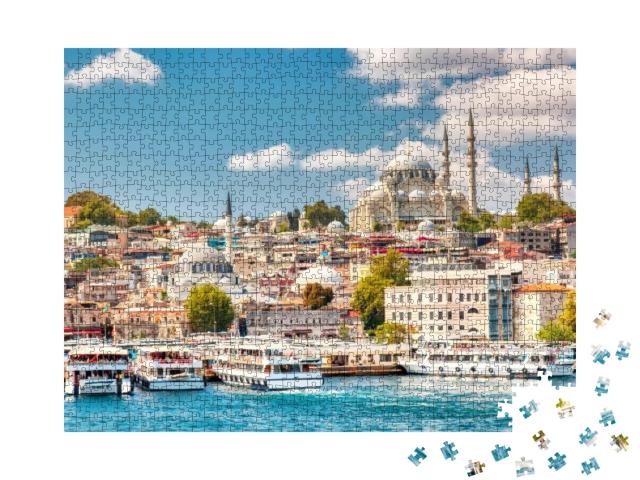 Puzzle 1000 Teile „Golden Horn Bucht von Istanbul mit Blick auf Süleymaniye“