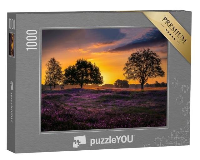 Puzzle 1000 Teile „Sonnenuntergang über der Blumenwiese“