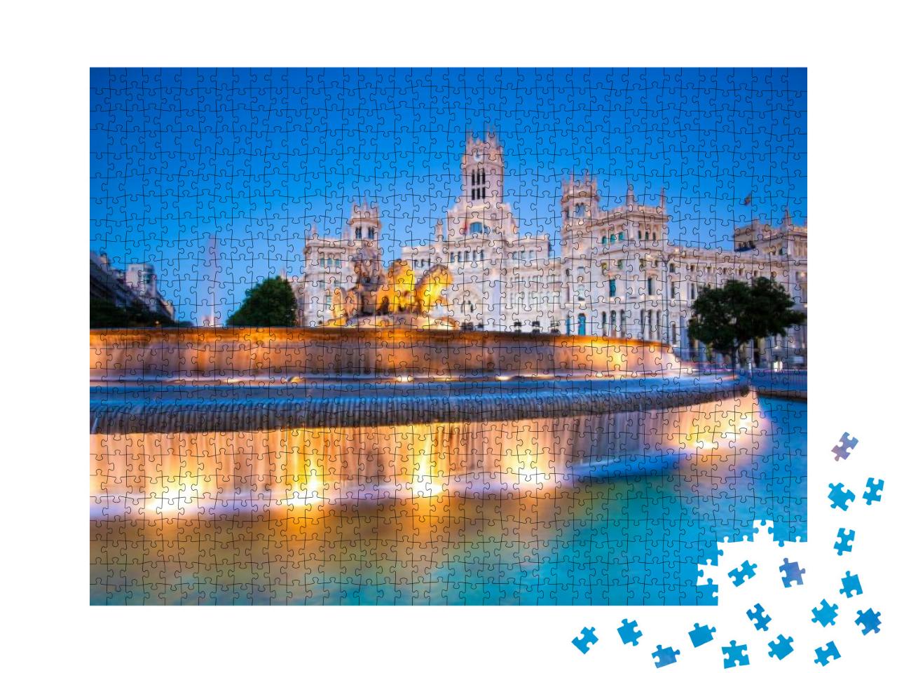 Puzzle 1000 Teile „Plaza de Cibeles am Abend, Madrid, Spanien“