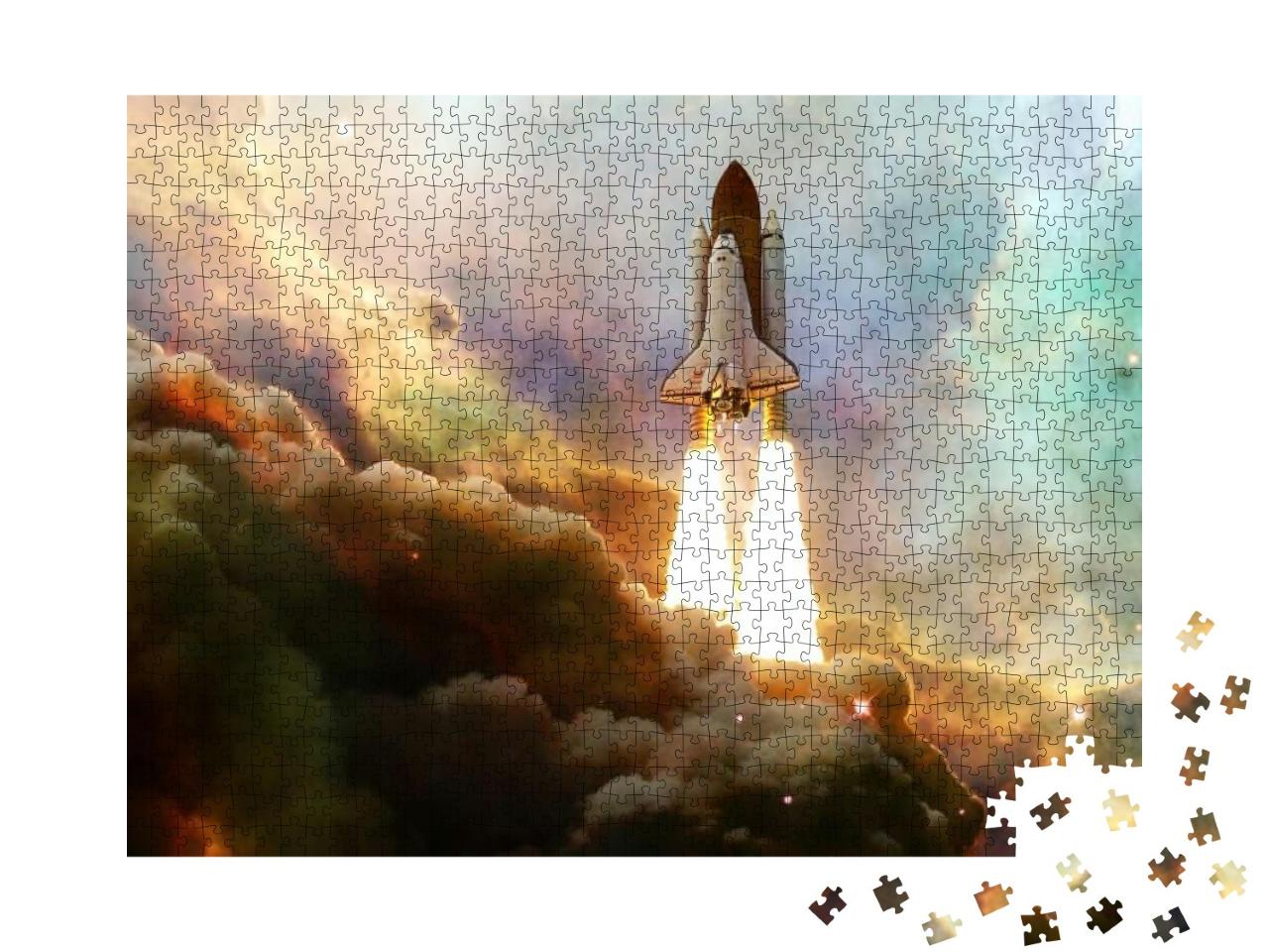 Puzzle 1000 Teile „Eine Raumfähre startet zu einer Mission, NASA-Bildmaterial“