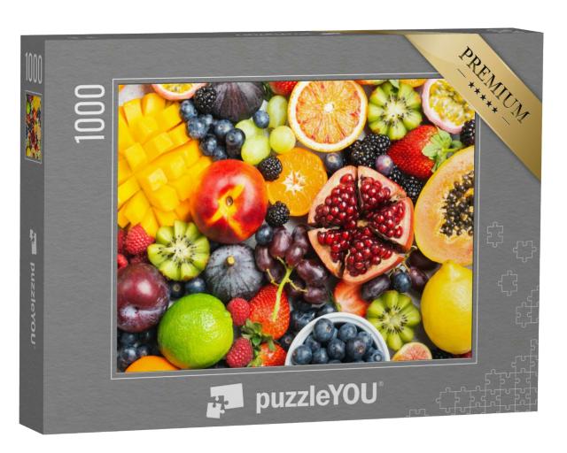 Puzzle 1000 Teile „Köstliche gesunde Früchte: Erdbeeren, Mango und mehr“