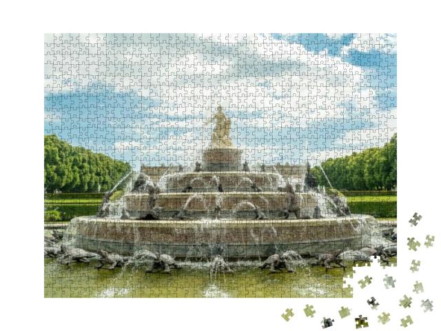 Puzzle 1000 Teile „Brunnen am König-Ludwigs-Schloss auf der Herreninsel, Chiemsee, Deutschland“