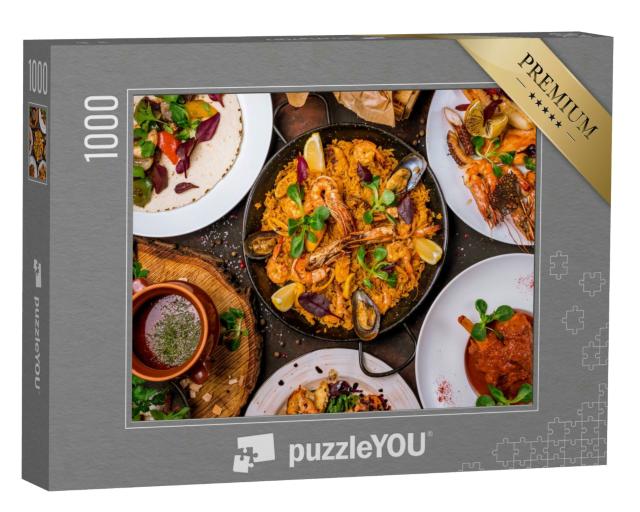 Puzzle 1000 Teile „Paella und gegrillte Meeresfrüchte“