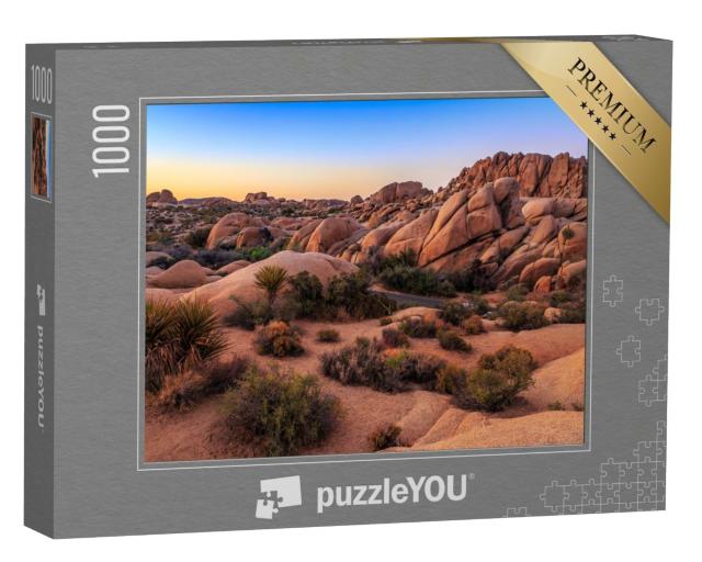 Puzzle 1000 Teile „Sonnenuntergang an den Jumbo Rocks, Joshua Tree National Park, Kalifornien“
