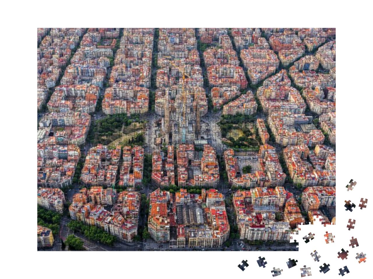 Puzzle 1000 Teile „Spektakuläre Luftaufnahme von Barcelona mit der Sagrada Familia“