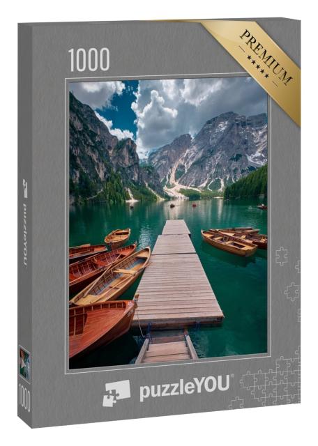 Puzzle 1000 Teile „Die Landschaft um den Pragser Wildsee, Dolomiten, Italien“